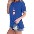 thumbnail image 3 of Tops Cortos para Mujeres Bandera de Moda Impresa Cuello Redondo, Camiseta de Manga 3/4 para Uso Diario, Casero Y Cómodo, 3 of 4