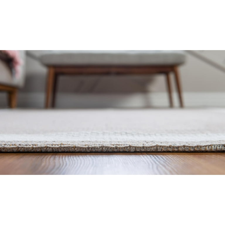 Unique Loom Central Portland Rug Ivory/Gray 2' 2 x 6' 1 Runner Border  Traditional Perfect For Bathroom Hallway Mud Room Laundry Room