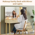 thumbnail image 3 of Zzistar Vanity Desk with Mirror, LED Lights and Power Outlet Makeup Vanity Table with 5 Drawers and 3 Storage Shelves Ressing Table for Bedroom Dressing Room, 3 of 6