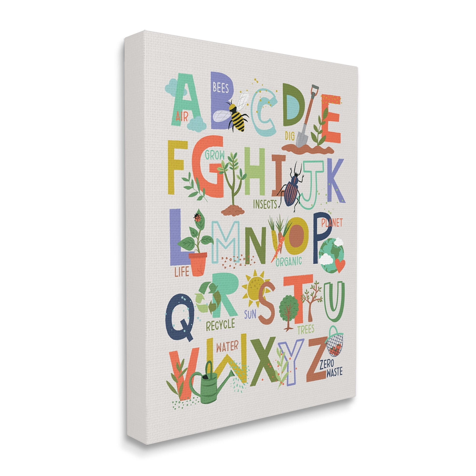 Stupell Industries Children's Whimsical Alphabet Chart Insects Garden Nature, 16 x 20,Design by Lisa Perry Whitebutton