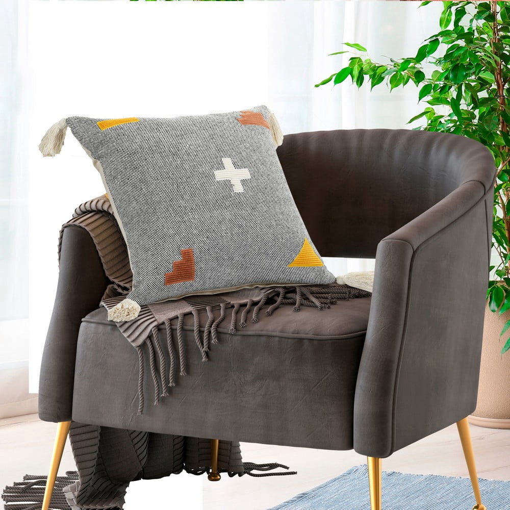 Ox Bay Zeal Throw Pillow, Gray / Black / White / Orange, 20" x 20", Count per Pack 1
