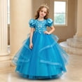 thumbnail image 2 of HJYCHN Dresses for Girls Short Puff Sleeve Long Formal Dress with Embroidered Bodice and Ribbon for Girls' Dresses 9-10 Years, 2 of 9