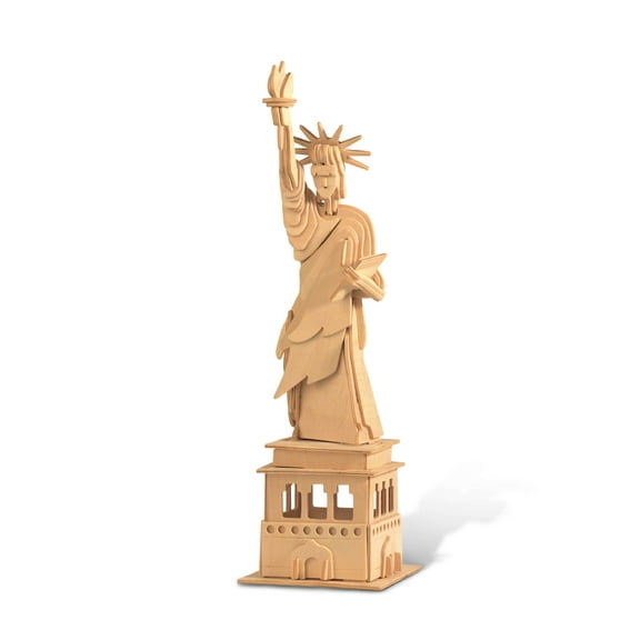 Puzzled 3D Puzzle The Statue of Liberty Wood Craft Construction Model Kit, Educational DIY Wooden Toy Assemble Model Unfinished Crafting Hobby Puzzle to Build and Paint for Decoration 69 Pieces Pack
