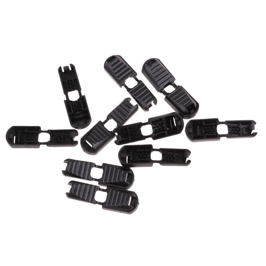 50x Black Plastic Zipper Pull Cord Ends Lock Stopper for Travel Packages Hard 