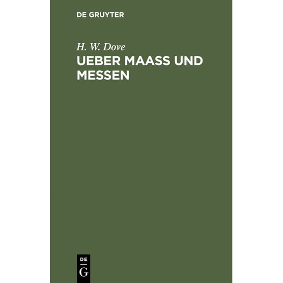 Ueber Maass Und Messen, (Hardcover)