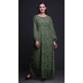 thumbnail image 3 of Bimba Moss Georgette Stripe Feather Printed Womenâ€™s Long Sleeve MaxiÂ&nbsp;DressÂ&nbsp;Elastic Waist Gown-X-Large, 3 of 5