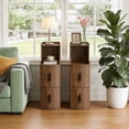 thumbnail image 6 of Fluted Narrow Nightstand with 2 Drawers,Slim Wooden Bedside Table for Bedroom,Walnut, 6 of 10