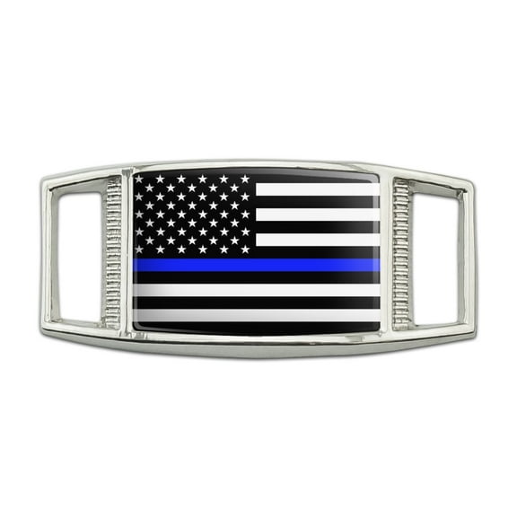 Thin Blue Line American Flag Rectangular Shoe Shoelace Shoe Lace Tag Runner Gym Charm Decoration