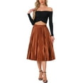 thumbnail image 2 of Falda Midi Plisada de Fiesta para Mujeres INSPIRE CHIC con Cintura Elástica Metálica XL Naranja Café, 2 of 6