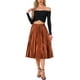 thumbnail image 2 of Falda Midi Plisada de Fiesta para Mujeres INSPIRE CHIC con Cintura Elástica Metálica XL Naranja Café, 2 of 6