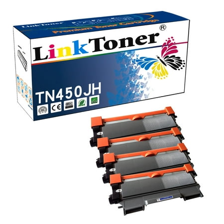 LinkToner Compatible Toner Cartridge Replacement for Brother TN450 BK 4 Pack Laser Photo Printer DCP-7060, DCP-7060D, DCP-7065DN, DCP-7070DW, HL-2220, HL-2230, HL-2240, HL-2240D, HL-2242D,