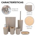 thumbnail image 3 of Juego de 6 Piezas para Baño | Set de Accesorios de Plastico Para Baño | Kit de 6 pzas Modernos para Baño | Accesorios de Bambu, 3 of 5