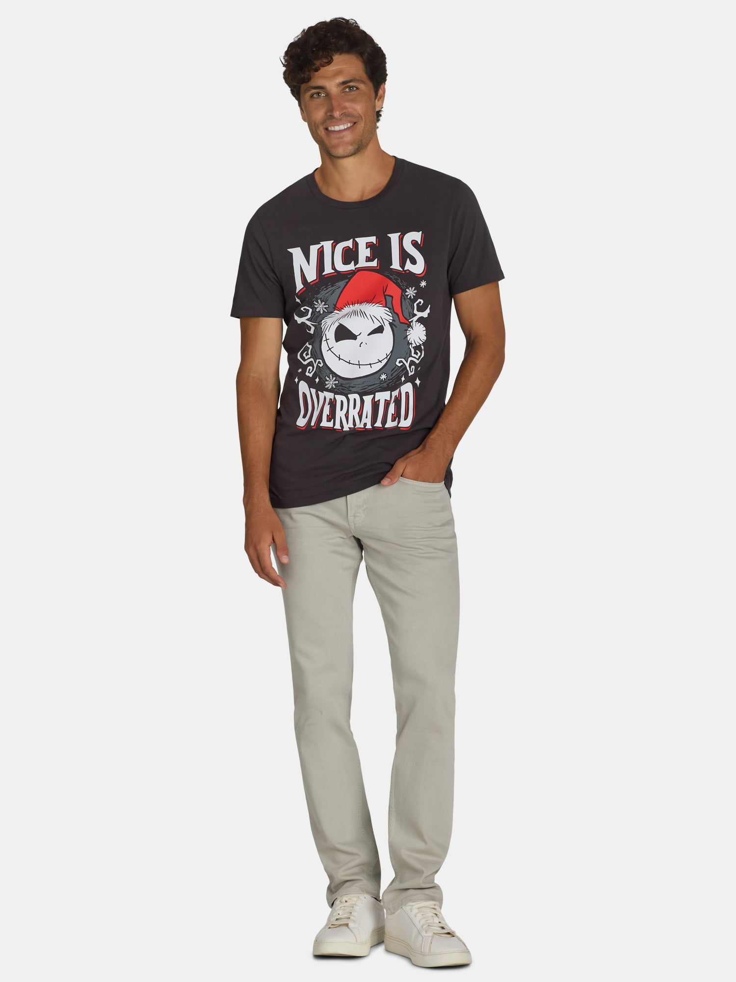 Nightmare Before Christmas Men's & Big Men's Nice Is Overrated Graphic Tee Shirt, Sizes XS-3XL