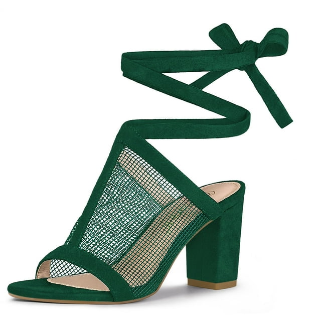 Unique Bargains Sandales à Talons Blocs en Maille pour Femmes