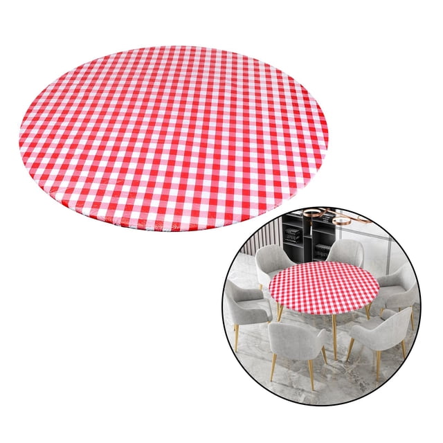 Cubierta de forma forma vinilo, respaldo de franela con borde elástico ajustado - la adaptaciónción a mesas de 40 "a 56" de diámetro Adecuado para 45-56 pulgadas de diámetro perfecl mantel redondo impermeable