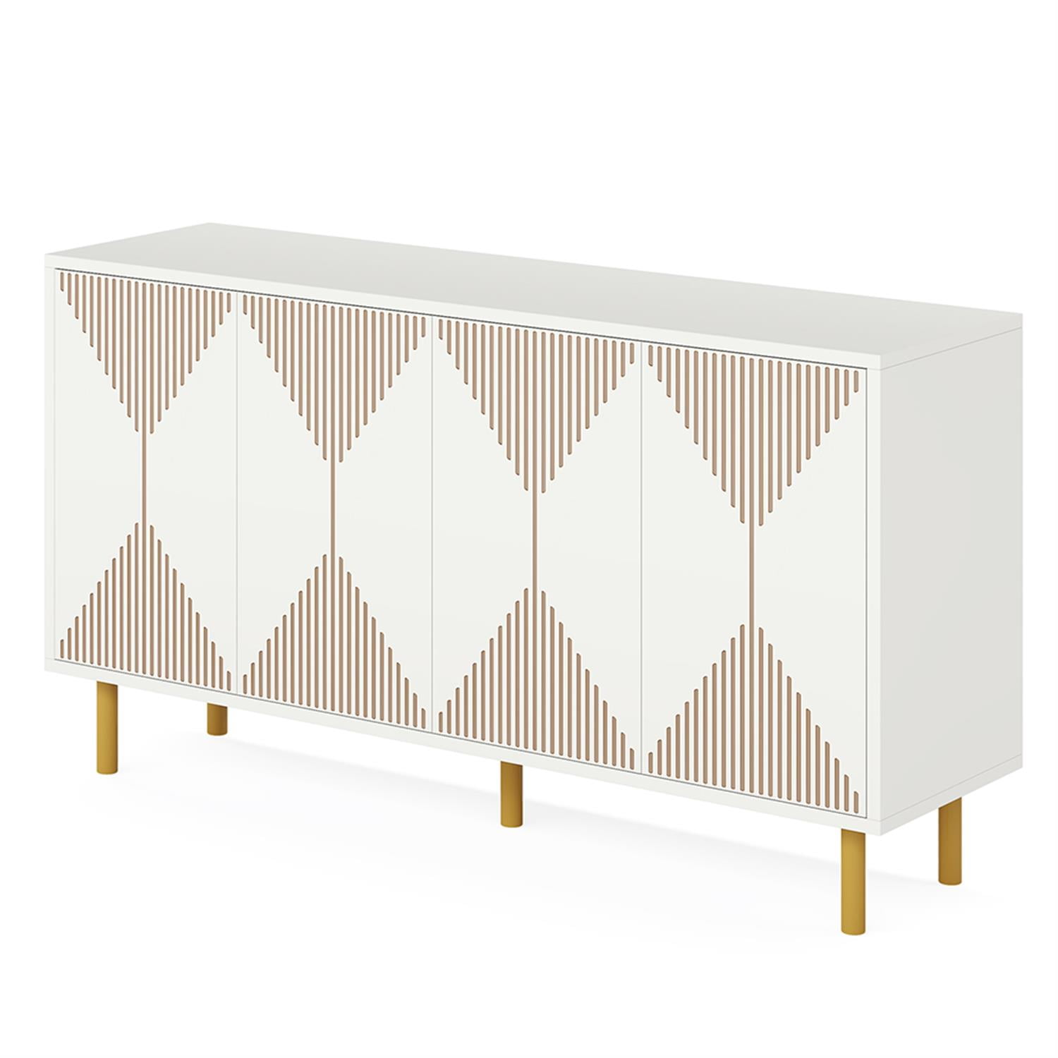 Demi Bonn 59" Sideboard Buffet Storage Cabinet, Modern Credenza Accent Cabinet with Doors, Console Coffee Bar for Kitchen Entryway Living Dining Room, White