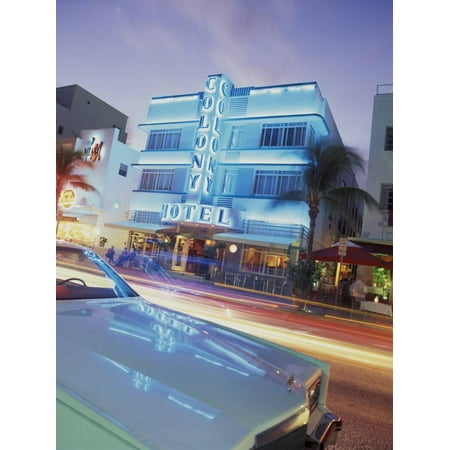 Colony Hotel and Classic Car, South Beach, Art Deco Architecture, Miami, Florida, Usa Print Wall Art By Robin