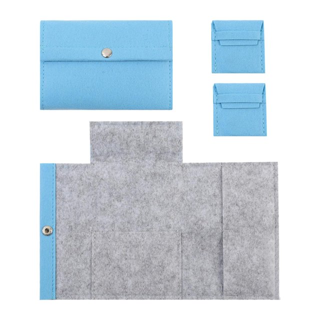 3 bolsas de almacenamiento de ganchillo, estuche para agujas de tejer, organizador con cierre a presión, suministros de costura de fieltro, bolsa para azul