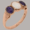 thumbnail image 2 of LBG British Made 14k Rose Gold Real Natural Opal & Amethyst Womens Statement Ring - 33 size options - Size 8, 2 of 7