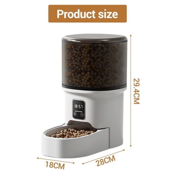 Acekid Automatic Pet Feeder 4L, Programmable Timed Food Dispenser with Stainless Steel Bowl, White
