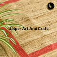 thumbnail image 2 of Jaipur Art And Craft Jute Scallop Beige Red Border Hand Woven Decorative Area Rug (3x10 Sq ft), 2 of 6