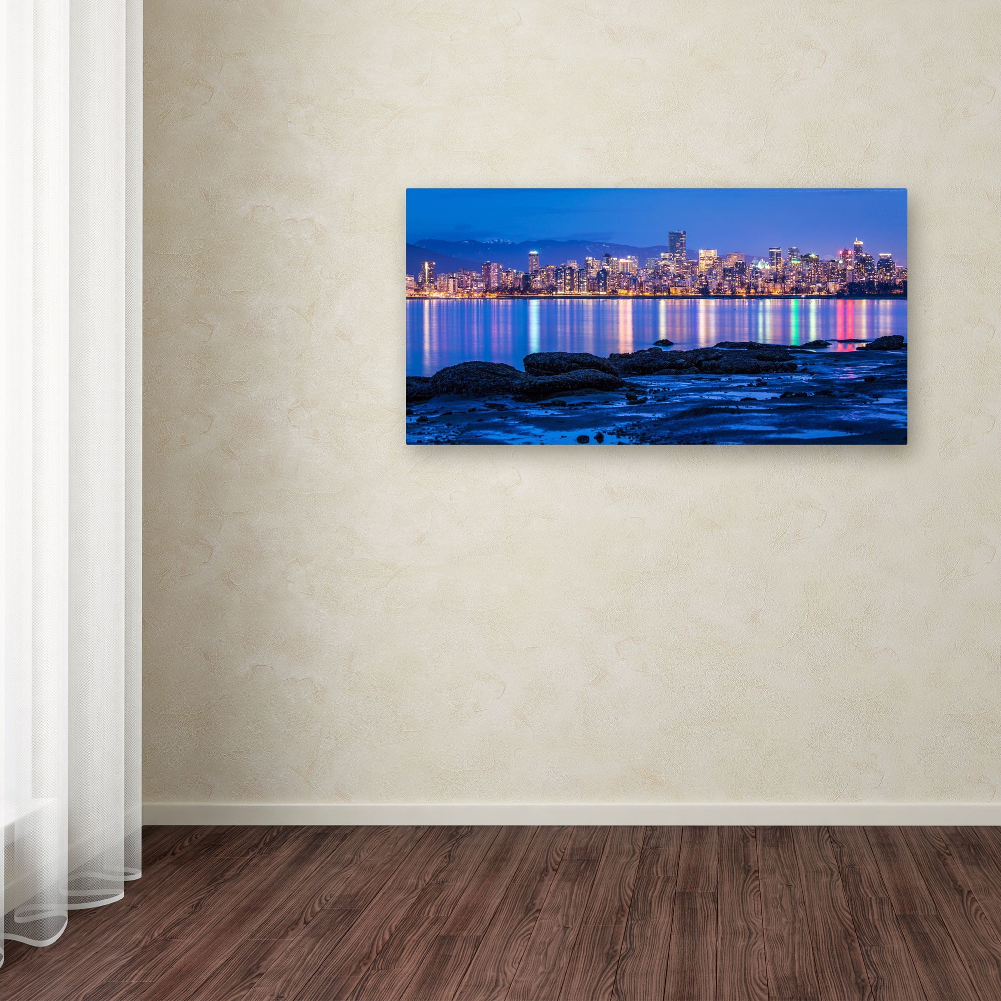Trademark Fine Art "Vancouver Night" Canvas Art by Pierre Leclerc