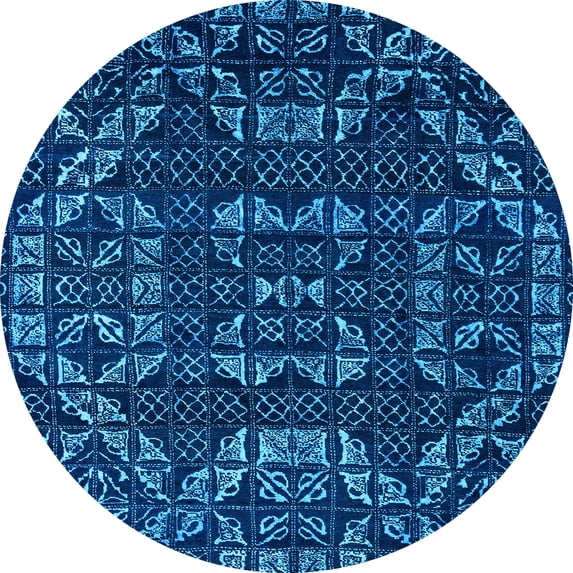 Ahgly Company Indoor Round Abstract Light Blue Modern Area Rugs, 3' Round
