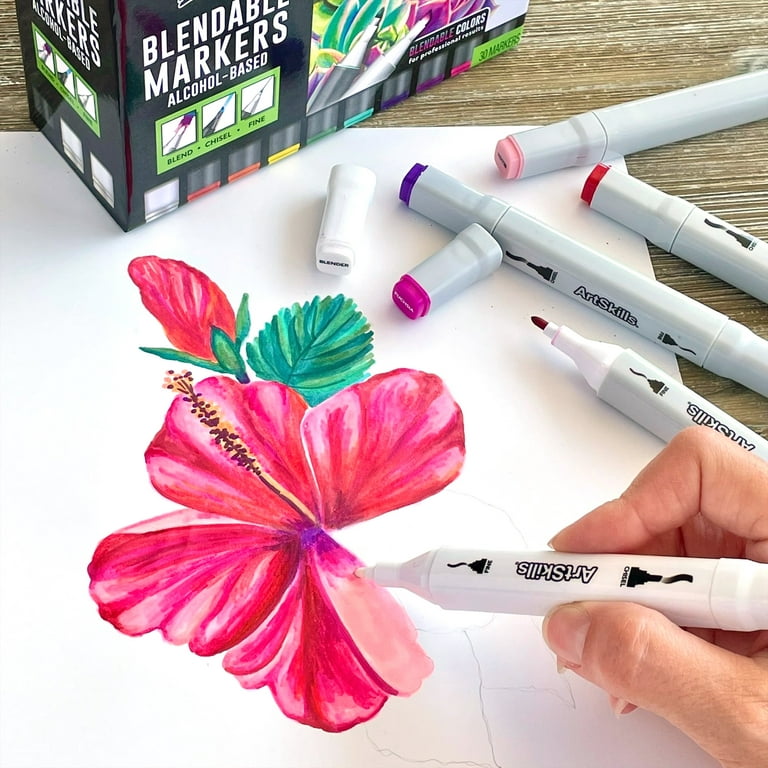 ArtSkills Dual-Tip Blendable Alcohol Markers with Colorless Blenders, 32 Ct