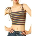 thumbnail image 3 of INSPIRE CHIC Women's Striped Tie Spaghetti Straps Summer Cami Tube Tops M Multicolor Black, 3 of 9