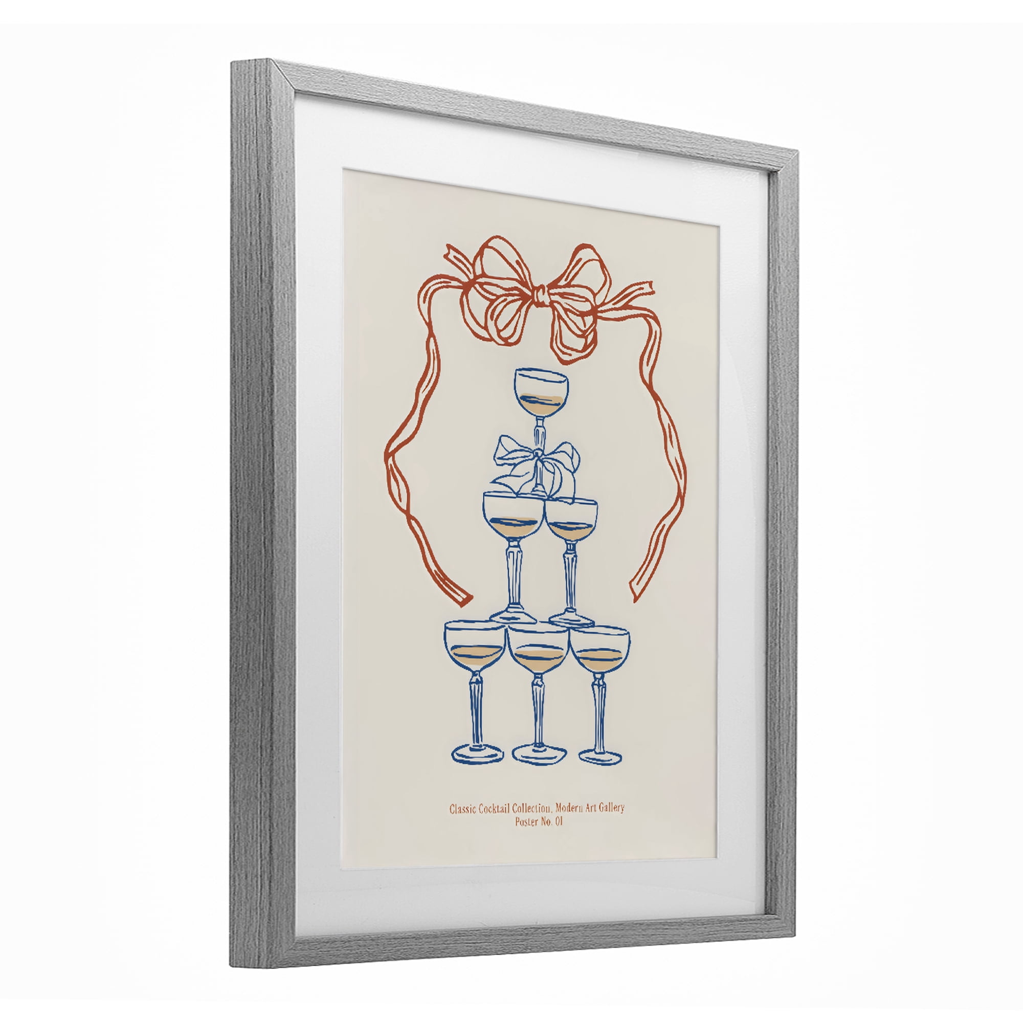 Stupell Industries Classic Cocktail Tower Gray Framed Print Under Glass, design by The Prints Vibe