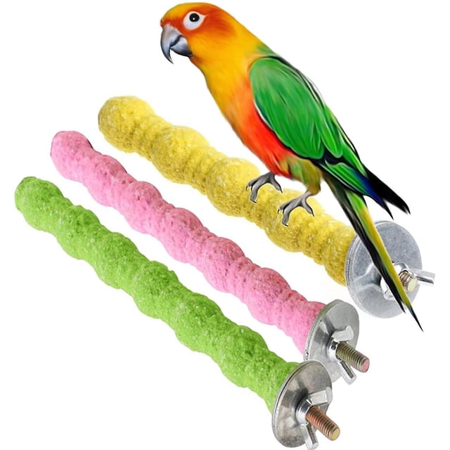 Pájaro perca loro soporte jaula accesorios palo de madera Natural pata molienda áspera- Afortunado Sencillez