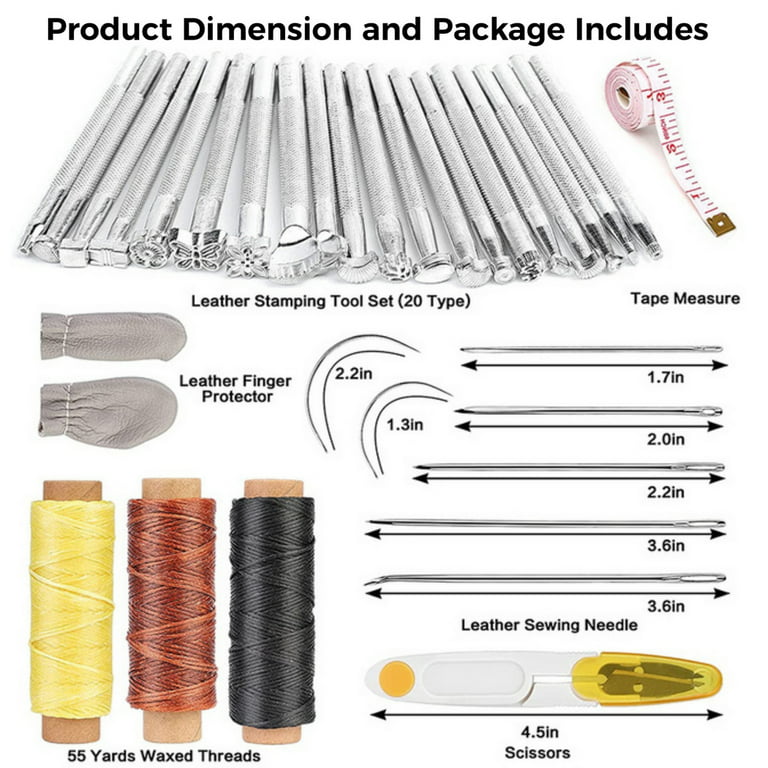 Leather Tooling Kit-Leather Working Tools Craft Kit for Beginners 30Pcs  with Waxed Thread Stitching Groover Awl Leathercraft Adults Gifts