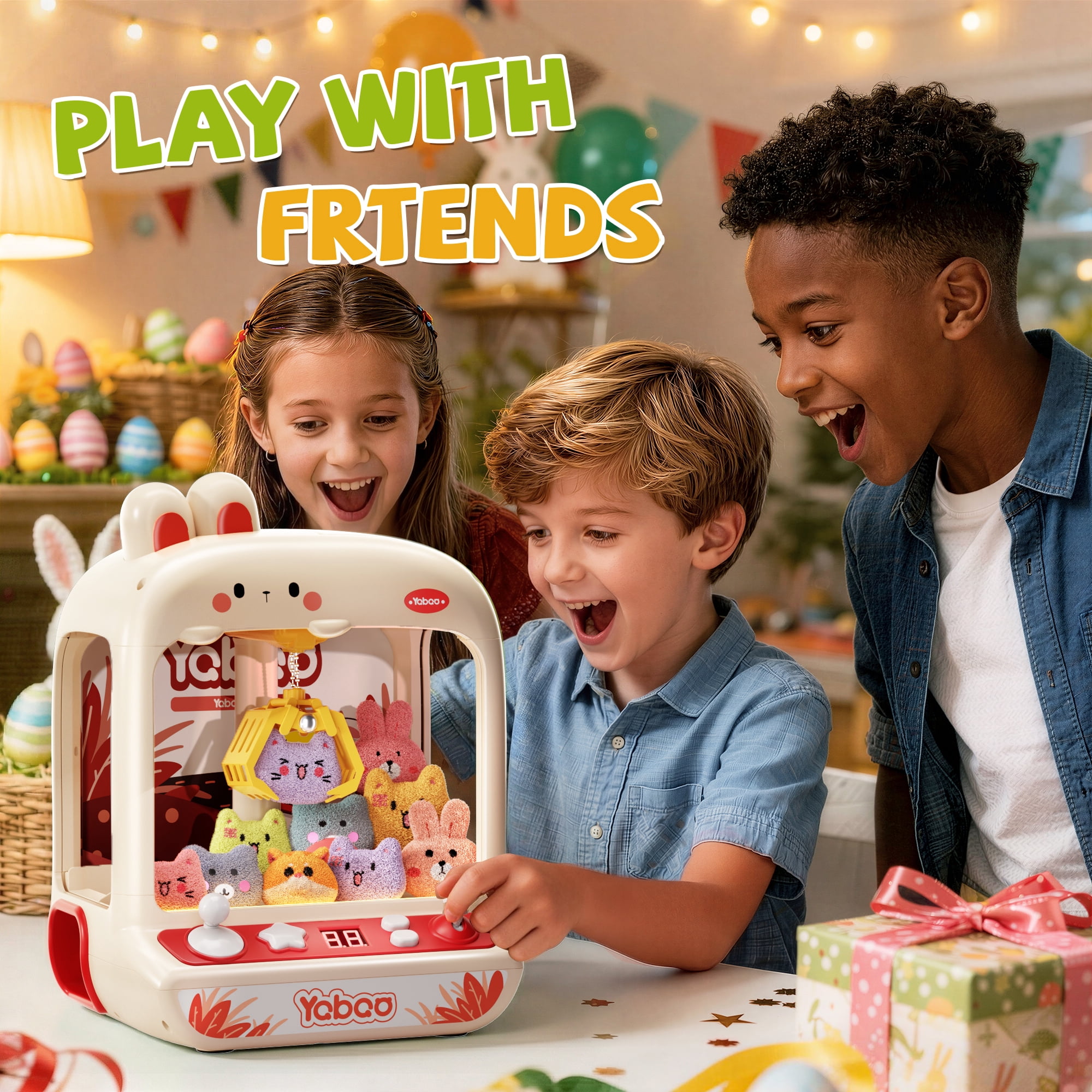 Gelomee Claw Machine for Kids , Mini Vending Machine Toys for Girls, Bunny Arcade Toy with Light  Music for Boys,  Christmas Birthday Gifts Toys Aged 3+ Year Old