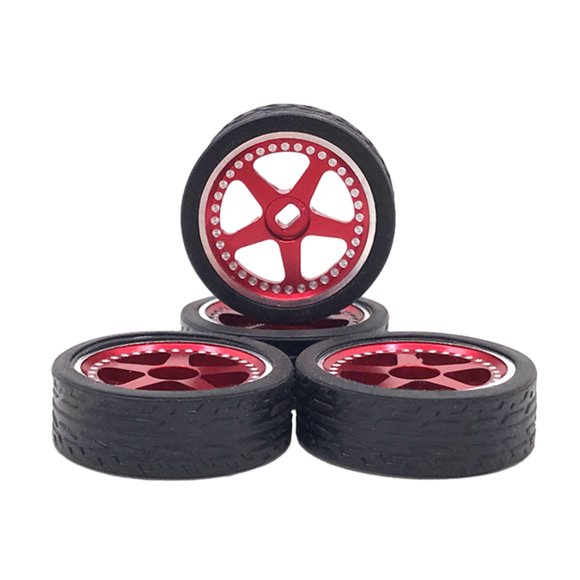 Vogacara 4 pack/lote 27mm neumático de deriva llanta de Metal para 1/28 Wltoys K969 K979 K989 piezas de repuesto de coche teledirigido Kits de construcción modelo rojo