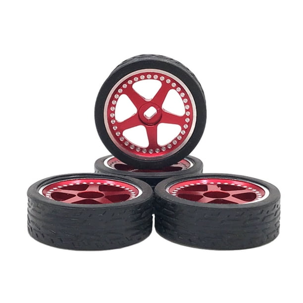 Vogacara 4 pack/lote 27mm neumático de deriva llanta de Metal para 1/28 Wltoys K969 K979 K989 piezas de repuesto de coche teledirigido Kits de construcción modelo rojo