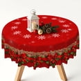 thumbnail image 4 of Winter Red Bow Christmas Round Tablecloth,60 Inch,Washable Table Cover for Holiday Dining Party Kitchen Decor, 4 of 6