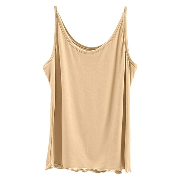 Yubnlvae Women's Basic Modal Tank Top – Seamless Stretchy Camisole, Lightweight Layering Piece for Dresses, Cardigans & Casual Wear (Beige | L)