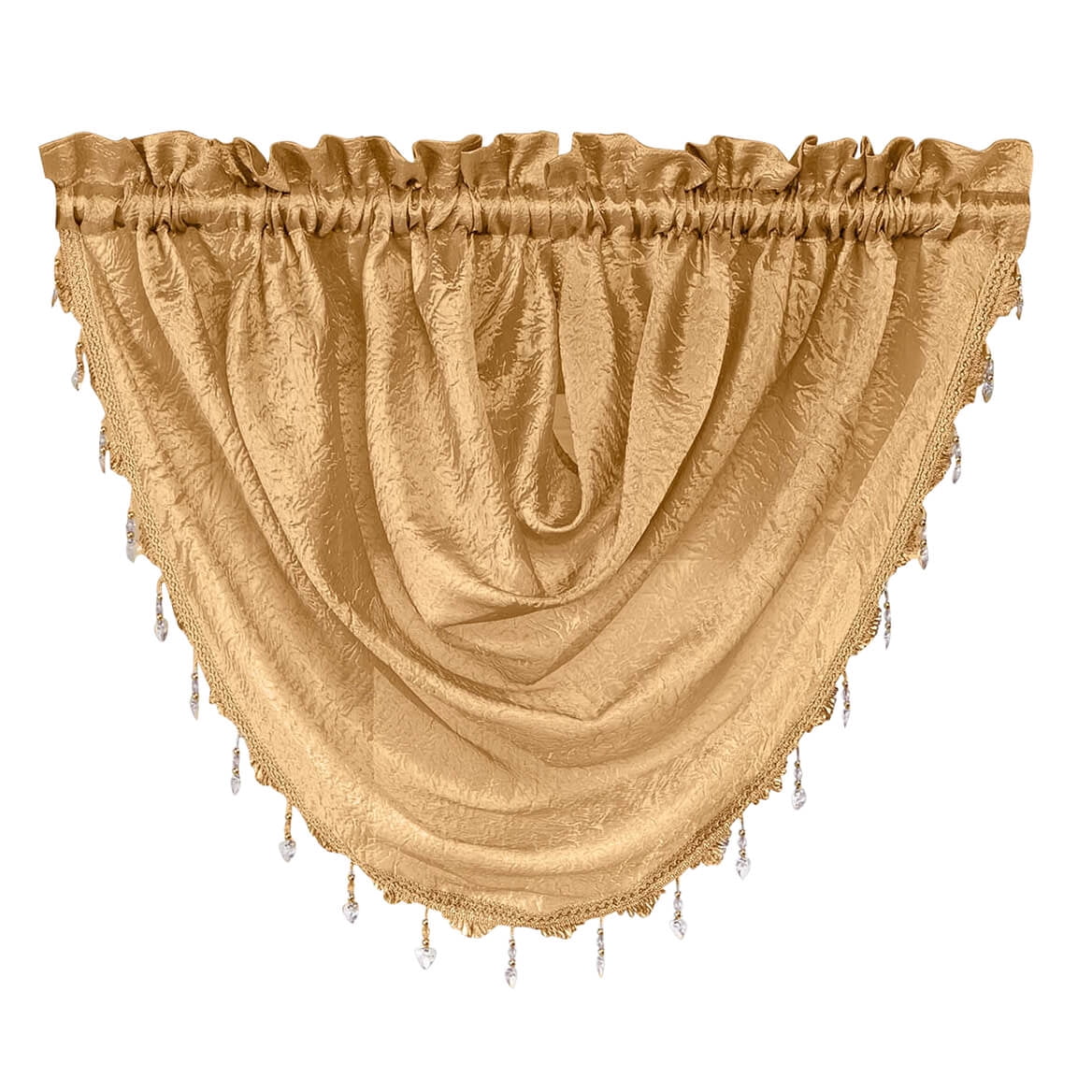 Whisper Crushed Satin Beaded Waterfall Valance-White - Walmart.com