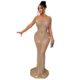 thumbnail image 1 of Beyprern Luxury Sheer Mesh Geometric Crystal Maxi Gowns Beautiful Hollow Out Sequins Party Dress Sexy Clubwear Christmas OutfitsXXL Gao Jinjia LED, 1 of 2