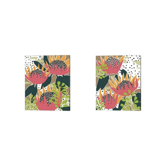 Great Art Now King Protea by Melissa Wang 2 Piece Canvas Art Set Each 12"W x 15"H