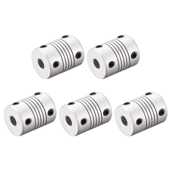 Unique Bargains 6.35mm to 8mm Aluminum Alloy Shaft Coupling Flexible Coupler Motor Connector Joint L25xD19 5pcs