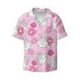 thumbnail image 4 of Uemuo Sunflower Rabbit Pattern Cotton Linen Short Sleeve Shirts,Casual Lightweight Button Down Shirts,Vacation Beach Summer Tops-, 4 of 7