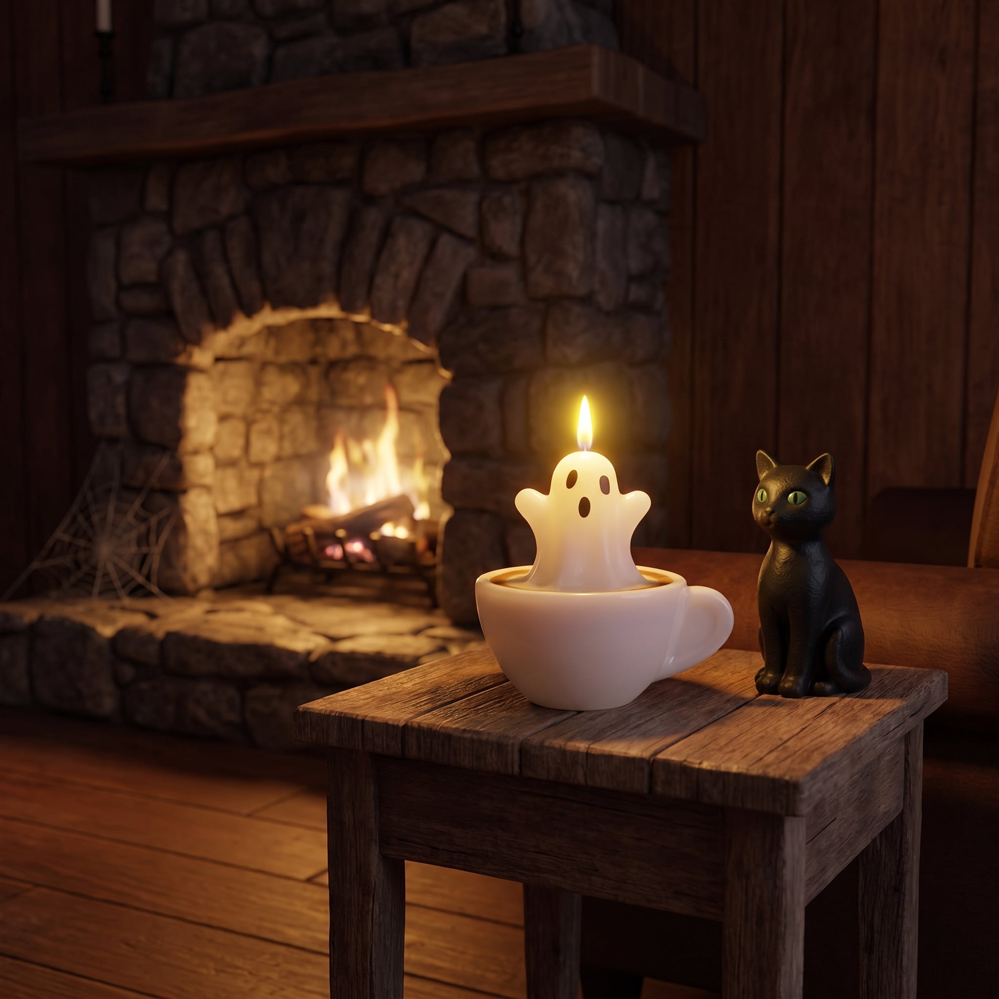 Ghost in Coffee Cup Candle, White, Halloween by Way To Celebrate