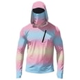 thumbnail image 5 of Men's Ombre Print Hooded Long Sleeve Sun Shirt - Fashionable Gradient Pullover with Built-in Face Mask & Zipper Pocket - UPF 50+ Quick Dry Athletic Top for Fishing, Hiking & Summer 2026 Light Blue XL, 5 of 7