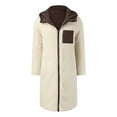 thumbnail image 5 of YMNXA Womens Hooded Coat With Pocket Long Sleeve Solid Color Zipper Knee Length Plush Warm Fashion Slim Fit Jacket For Daily Wear Coffee L, 5 of 5