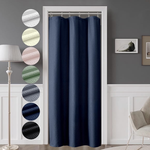 OVZME Cortina de ducha de tela Berry Stall de 36.1 x 72.0 in, suave y gofre, pequeña cortina de ducha azul para baño con textura para tamaño estrecho, lavable a máquina, resistente al agua, azul marin