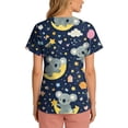 thumbnail image 5 of Kixjoy Scrubs for Women Plus Size Short Sleeve V Neck Scrubs Animal Printed Stretchy Casual Top Medical Lightweight Blouses for Women with Pockets, Navy S, 5 of 6