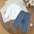 thumbnail image 5 of Emitonse Toddler Baby Girl Clothes Fall Winter Outfits Girls Long Sleeved Shirt Jeans Set Comfortable Soft Casual White,Size 3-4 Years, 5 of 9