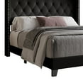 thumbnail image 6 of Home Design Homer Queen Button-Tufted Wingback Upholstered Panel Bed Frame with Nailhead Trim design for Adult, Black, Easy Assembly, 6 of 7