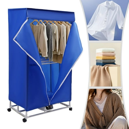 110V Clothes Dryer Blue Portable Travel Mini Dryer Machine Corded Electric Dryer for Homes, Apartments